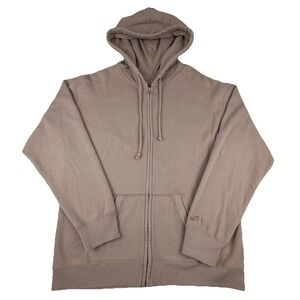 Hollister Full Zip Hoodie Sweatshirt Jacket Womens Size XS Brown Oversized‎